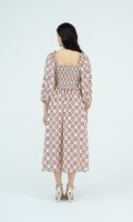 G-Magenta Long Sleeves Midi Silk Dress